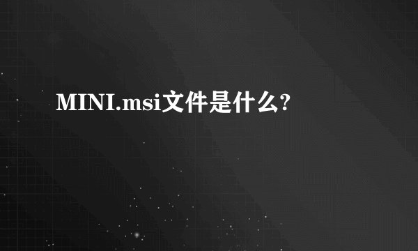 MINI.msi文件是什么?