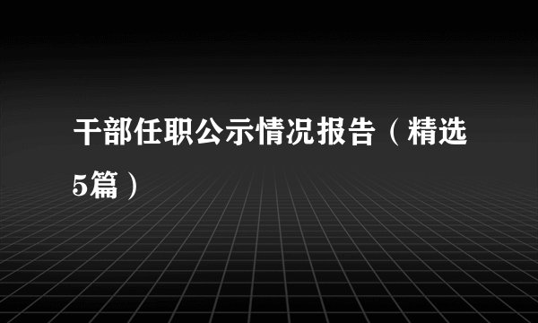 干部任职公示情况报告（精选5篇）