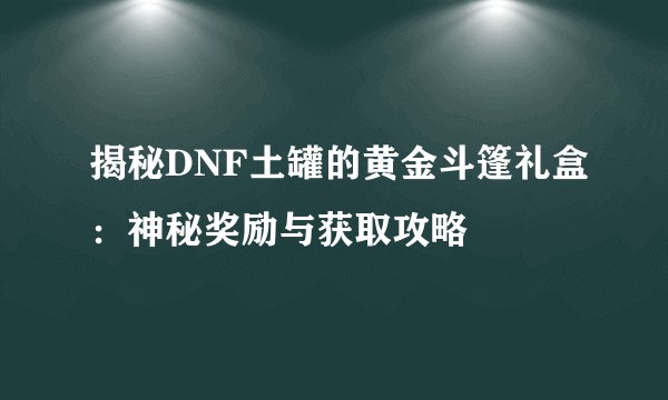 揭秘DNF土罐的黄金斗篷礼盒：神秘奖励与获取攻略