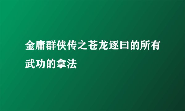金庸群侠传之苍龙逐曰的所有武功的拿法