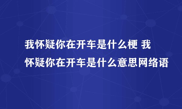 我怀疑你在开车是什么梗 我怀疑你在开车是什么意思网络语