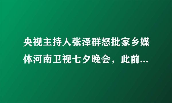 央视主持人张泽群怒批家乡媒体河南卫视七夕晚会，此前河南洪灾捐出一整年工资，对此你怎么看？