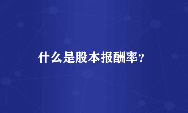 什么是股本报酬率？