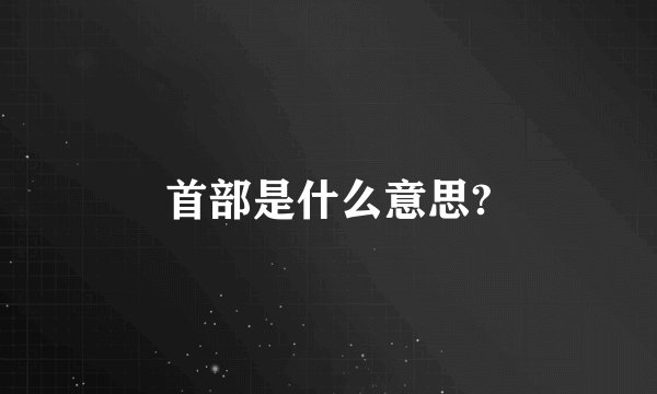 首部是什么意思?