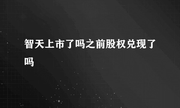 智天上市了吗之前股权兑现了吗