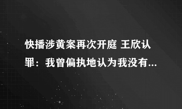 快播涉黄案再次开庭 王欣认罪：我曾偏执地认为我没有主观犯罪行为