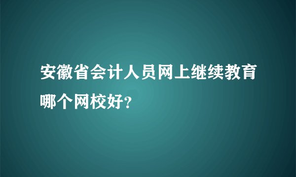 安徽省会计人员网上继续教育哪个网校好？