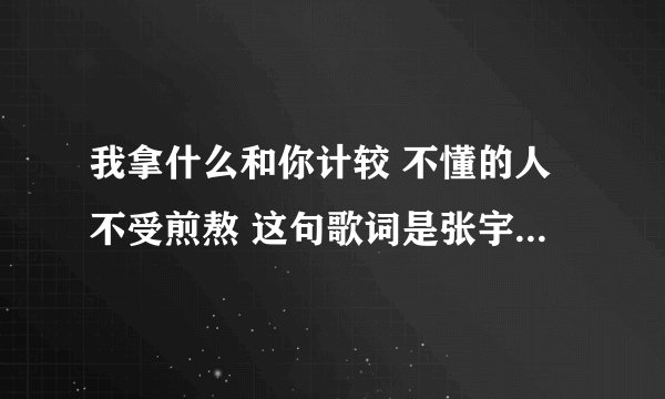 我拿什么和你计较 不懂的人不受煎熬 这句歌词是张宇的哪首歌