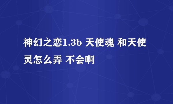 神幻之恋1.3b 天使魂 和天使灵怎么弄 不会啊