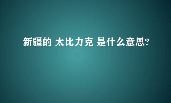 新疆的 太比力克 是什么意思?