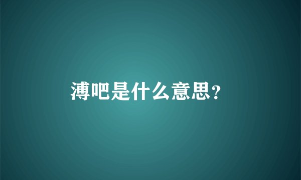 溥吧是什么意思？