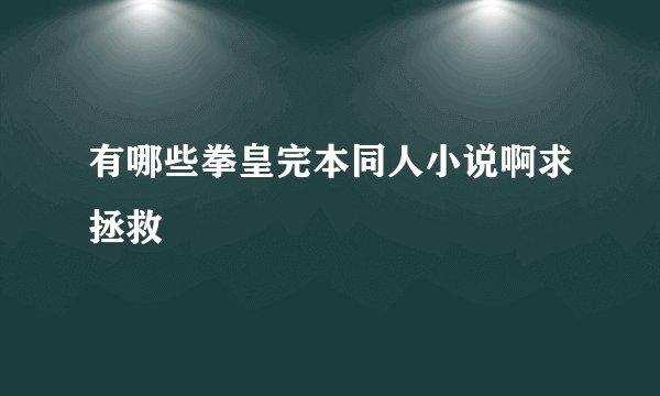 有哪些拳皇完本同人小说啊求拯救
