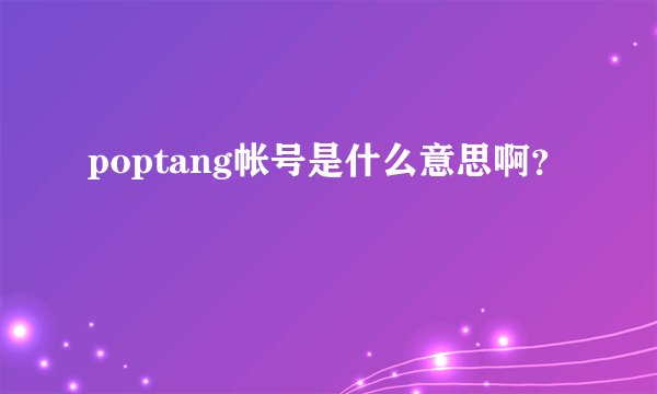 poptang帐号是什么意思啊？