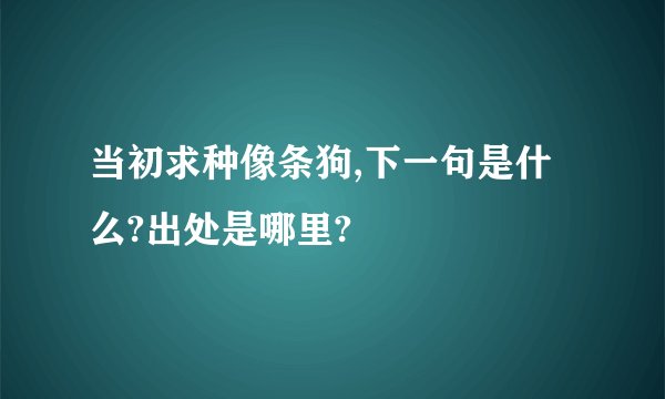 当初求种像条狗,下一句是什么?出处是哪里?