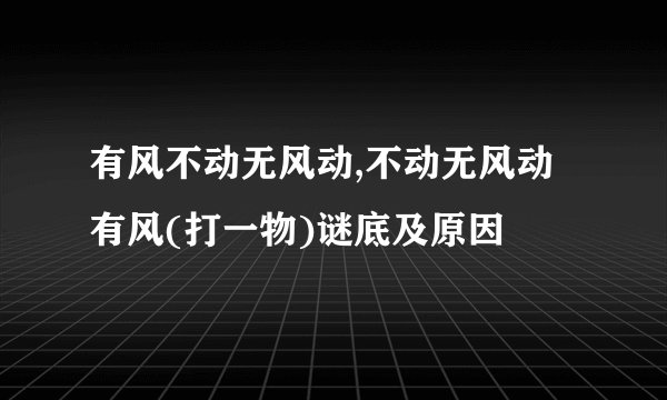 有风不动无风动,不动无风动有风(打一物)谜底及原因
