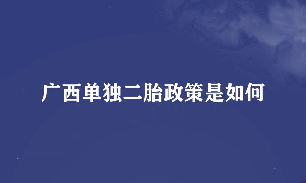 广西单独二胎政策是如何