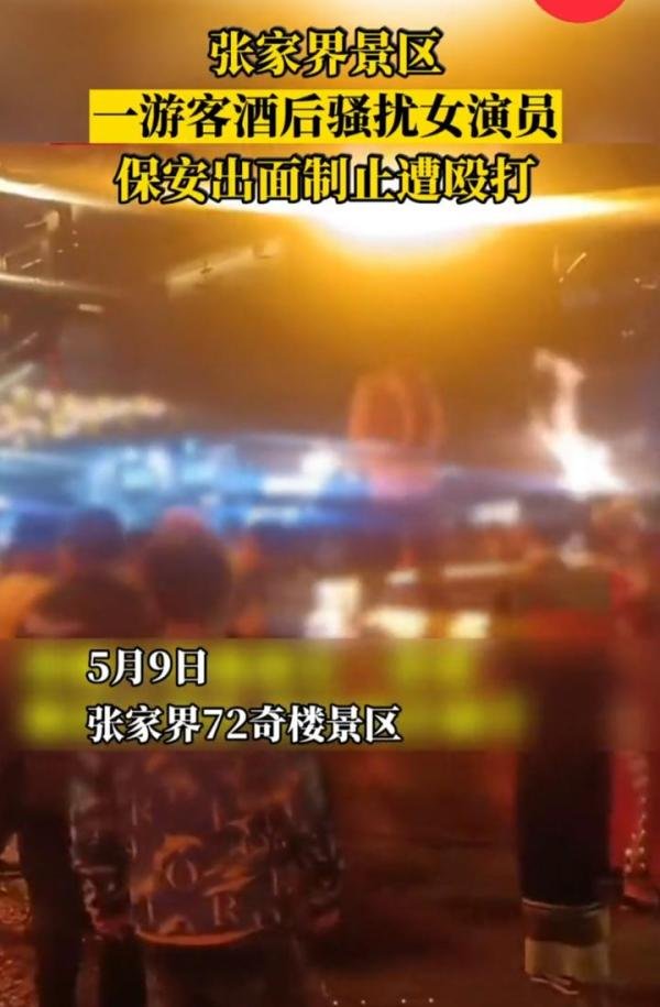 太嚣张！张家界景区一游客骚扰女演员还打保安