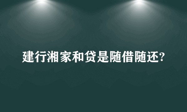 建行湘家和贷是随借随还?