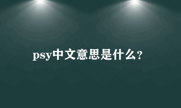 psy中文意思是什么？