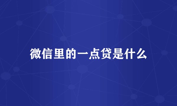微信里的一点贷是什么
