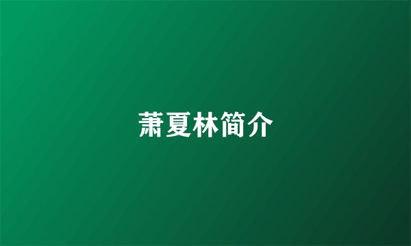 萧夏林简介