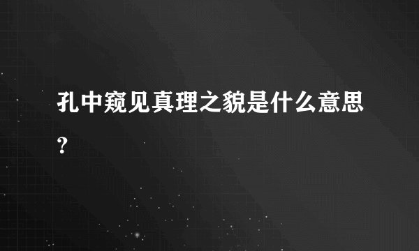 孔中窥见真理之貌是什么意思？