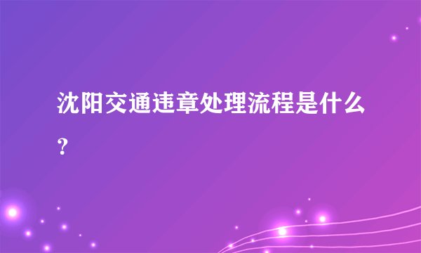 沈阳交通违章处理流程是什么？
