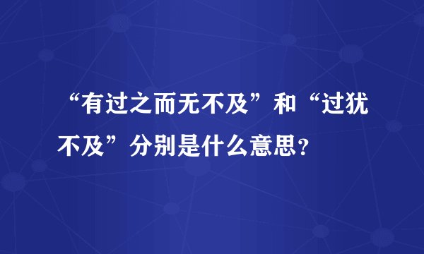 “有过之而无不及”和“过犹不及”分别是什么意思？