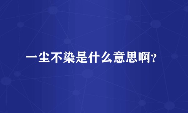 一尘不染是什么意思啊？