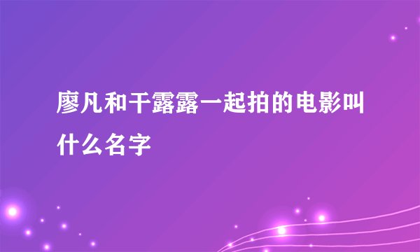 廖凡和干露露一起拍的电影叫什么名字