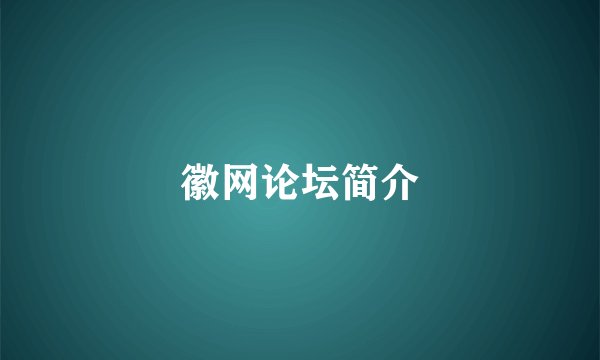 徽网论坛简介