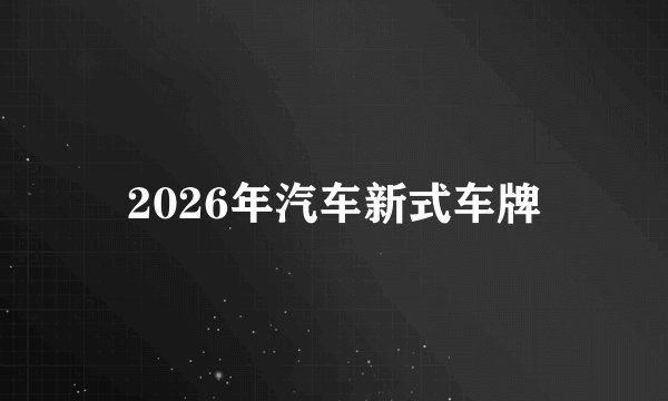 2026年汽车新式车牌
