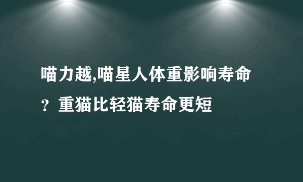 喵力越,喵星人体重影响寿命?重猫比轻猫寿命更短