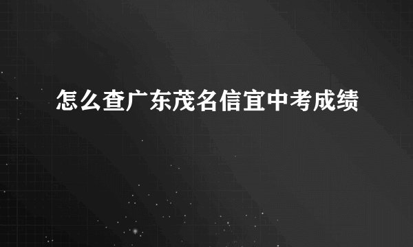 怎么查广东茂名信宜中考成绩