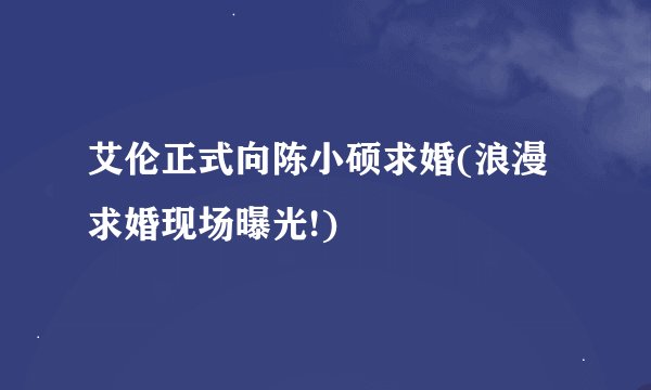 艾伦正式向陈小硕求婚(浪漫求婚现场曝光!)