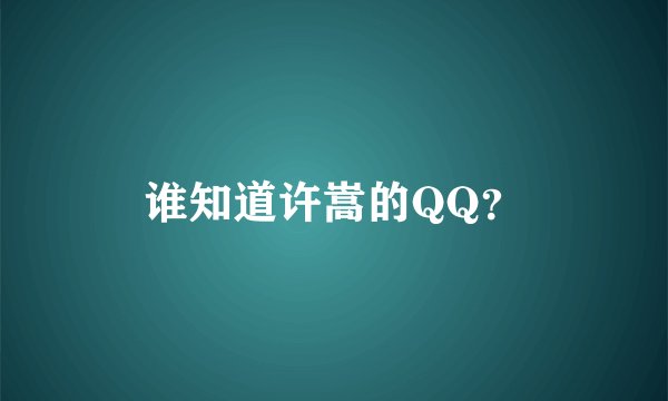 谁知道许嵩的QQ？