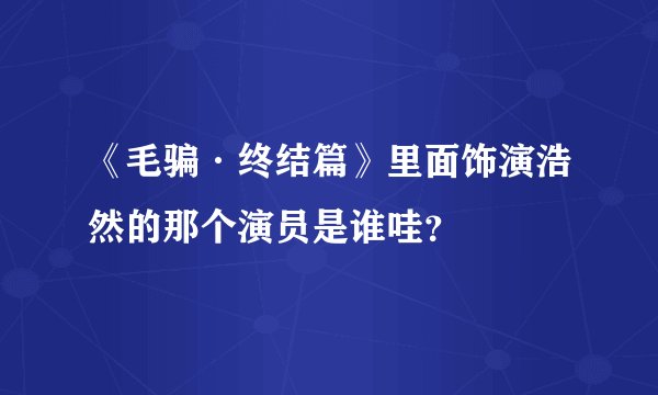 《毛骗·终结篇》里面饰演浩然的那个演员是谁哇？