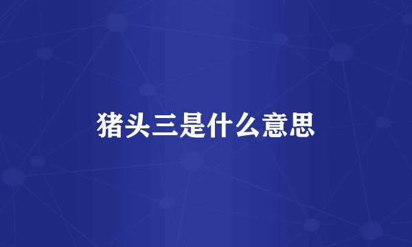 猪头三是什么意思