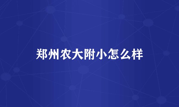 郑州农大附小怎么样