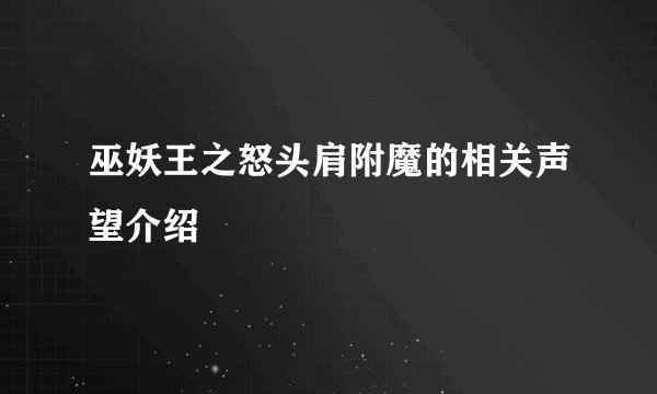 巫妖王之怒头肩附魔的相关声望介绍