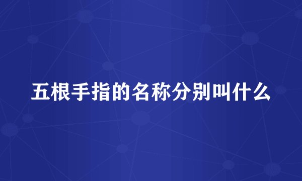五根手指的名称分别叫什么