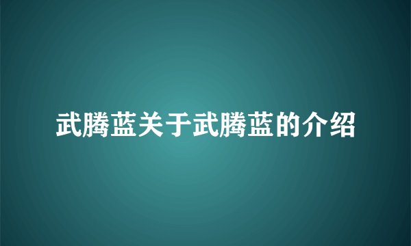 武腾蓝关于武腾蓝的介绍