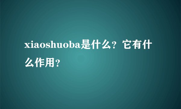 xiaoshuoba是什么？它有什么作用？