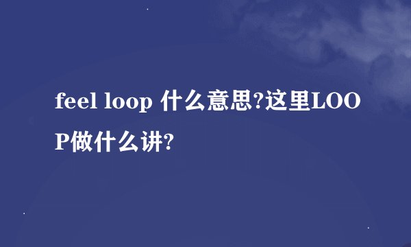 feel loop 什么意思?这里LOOP做什么讲?