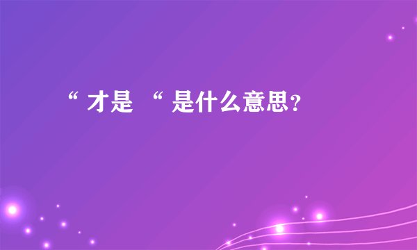 “ 才是 “ 是什么意思？