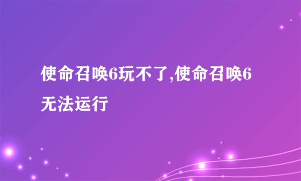 使命召唤6玩不了,使命召唤6无法运行