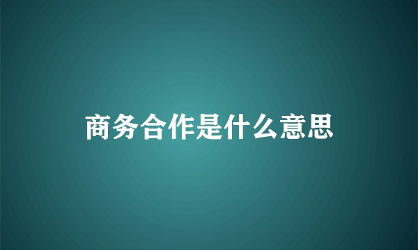 商务合作是什么意思