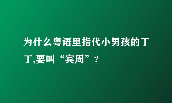 为什么粤语里指代小男孩的丁丁,要叫“宾周”?