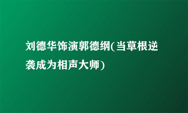刘德华饰演郭德纲(当草根逆袭成为相声大师)