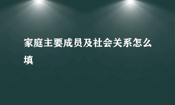 家庭主要成员及社会关系怎么填